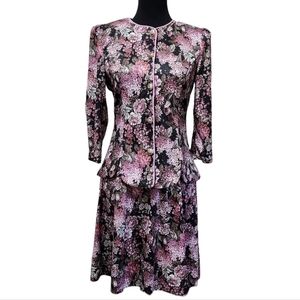 Vintage Granny 2pc Floral Whirlaway Frock Top & Skirt Set